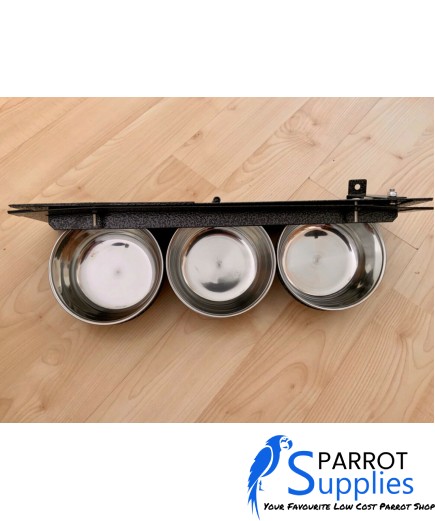 Parrot-Supplies Triple 5 Inch Bowl Parrot Swing Feeder For Cage & Aviary Birds